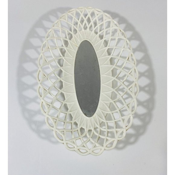 Vintage Plasmetl Basket White Plastic Aluminum Pierced Edge Retro Made In USA - Picture 2 of 7